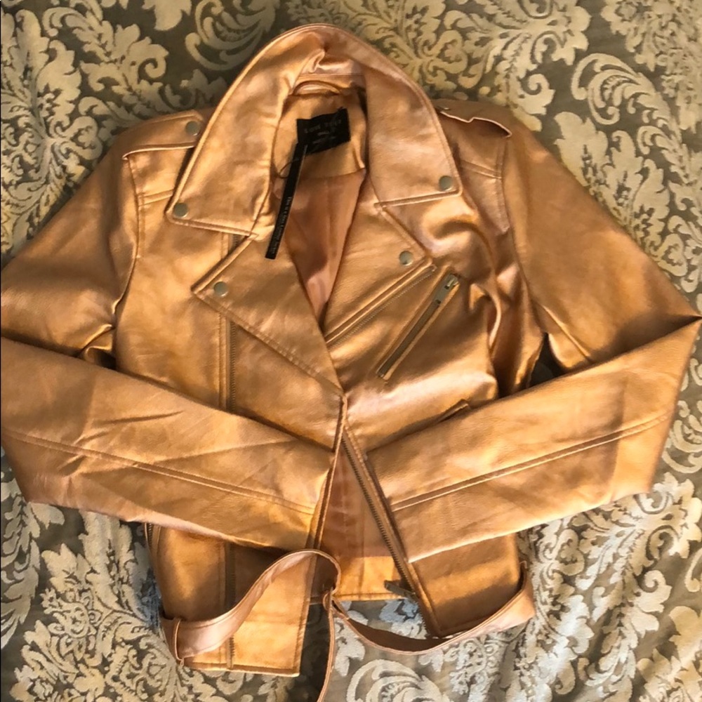 Rose Gold Faux Leather Jacket
